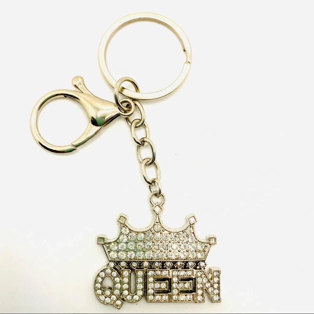 Purse Charm Key Chain Queen Crystals set in Silver tone. SUPER BRILLIANT